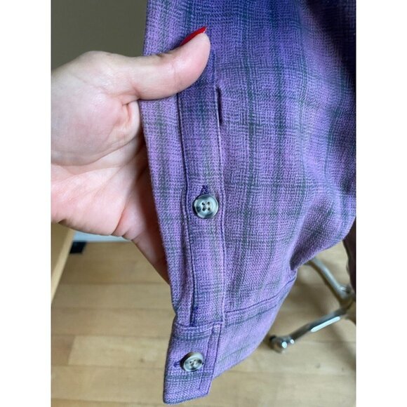 BP Mens BNWOT Small Plaid Tie Dye Ombre Blue Flannel Shirt Button Up - Picture 5 of 7